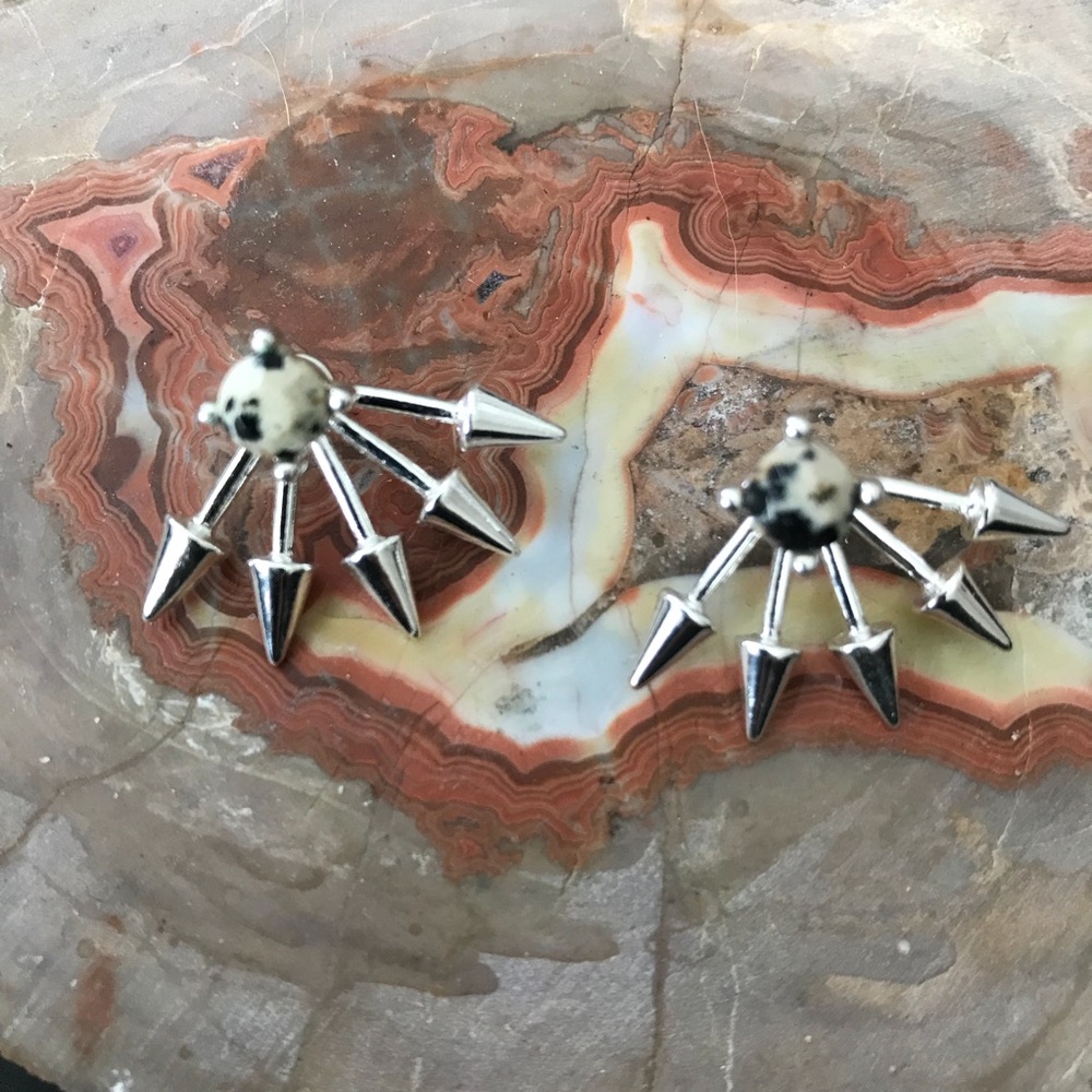 Spike earring studs with faux stone